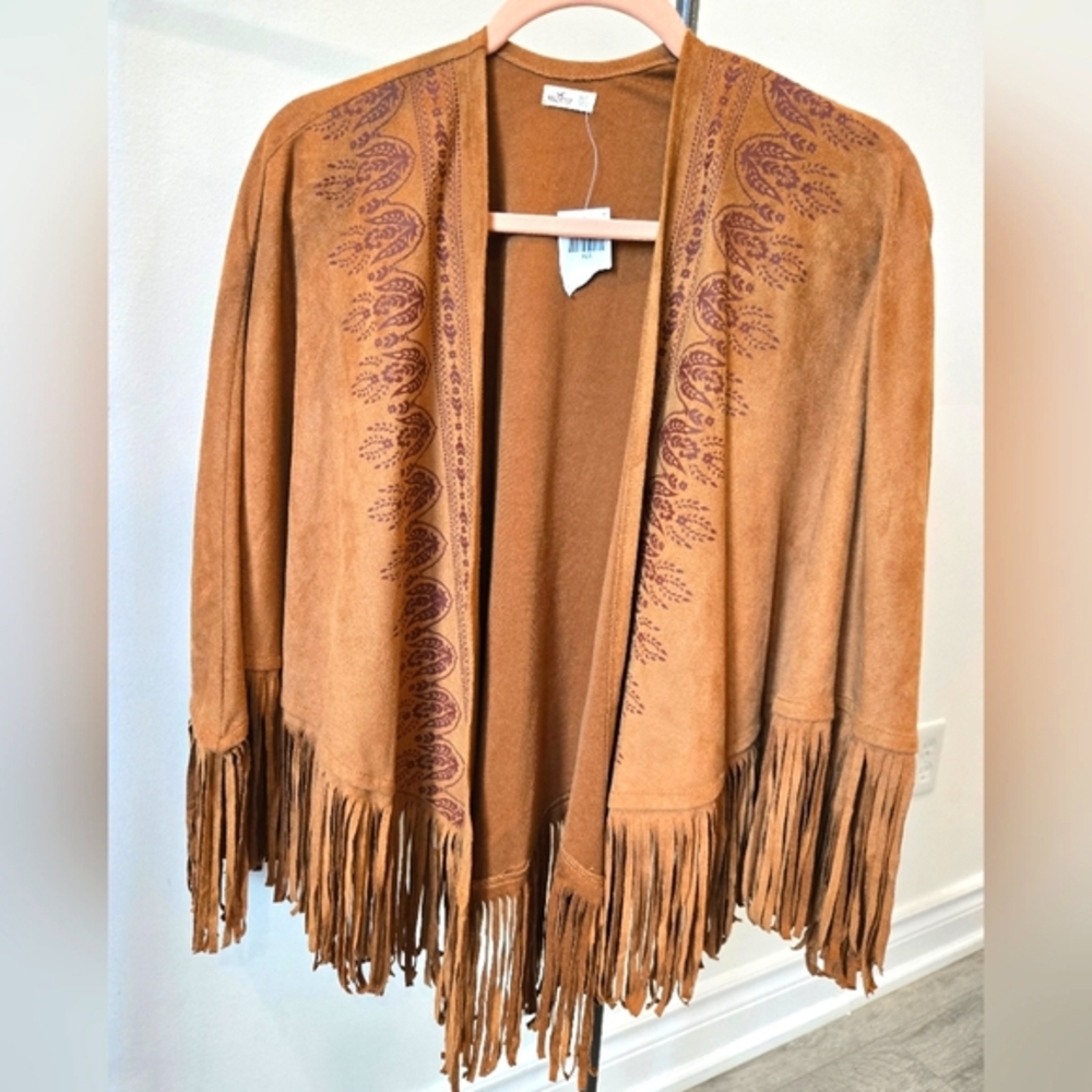 NWT - Vintage Hollister Tan Fringe Suede Jacket